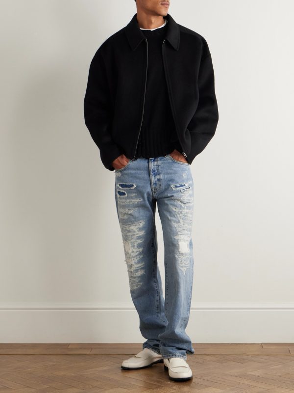 Straight-Leg Distressed Jeans - OU Straight-Leg Distressed Jeans - OU