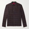 Embroidered Checked Cotton-Blend Flannel Embroidered Checked Cotton-Blend Flannel