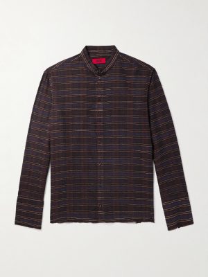 Embroidered Checked Cotton-Blend Flannel Embroidered Checked Cotton-Blend Flannel