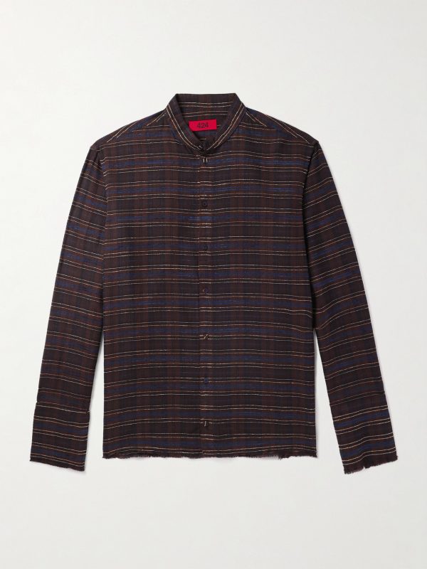 Embroidered Checked Cotton-Blend Flannel Embroidered Checked Cotton-Blend Flannel