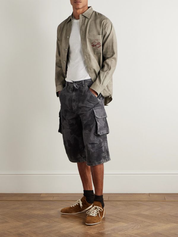 Straight-Leg Camouflage-Print Cotton-Ripstop Shorts - OU Straight-Leg Camouflage-Print Cotton-Ripstop Shorts - OU