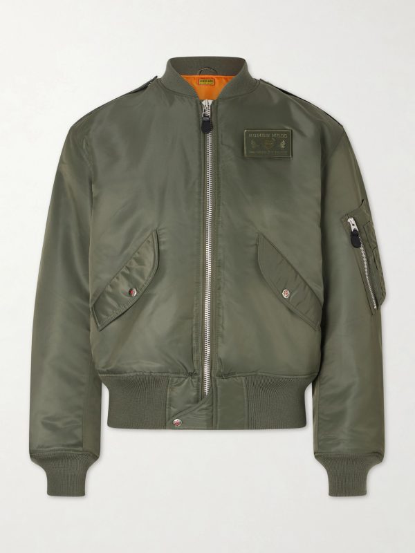 Logo-Appliquéd Padded Shell Bomber Jacket