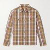 Logo-Appliquéd Checked Cotton Shirt Logo-Appliquéd Checked Cotton Shirt