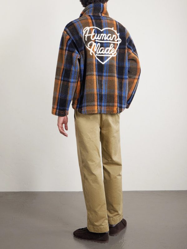 Logo-Embroidered Appliquéd Checked Fleece Sweater - BK Logo-Embroidered Appliquéd Checked Fleece Sweater - BK