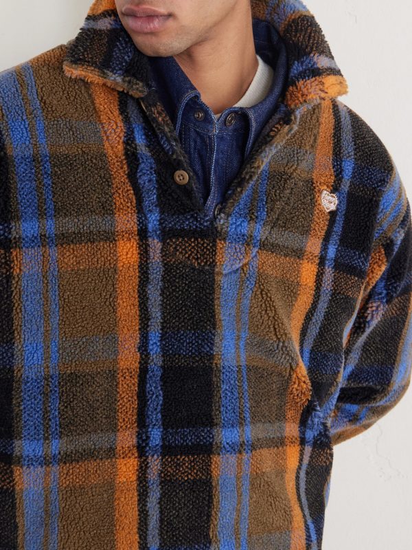 Logo-Embroidered Appliquéd Checked Fleece Sweater - CU Logo-Embroidered Appliquéd Checked Fleece Sweater - CU