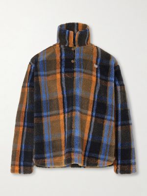 Logo-Embroidered Appliquéd Checked Fleece Sweater Logo-Embroidered Appliquéd Checked Fleece Sweater