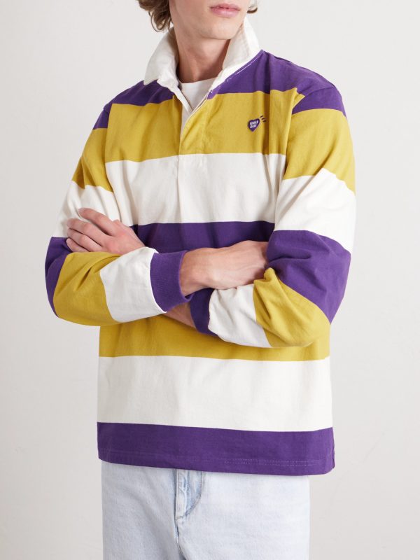 Logo-Appliquéd Striped Cotton-Jersey Polo Shirt - FR Logo-Appliquéd Striped Cotton-Jersey Polo Shirt - FR