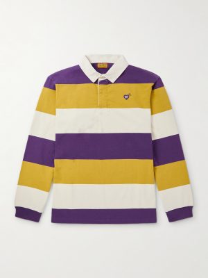 Logo-Appliquéd Striped Cotton-Jersey Polo Shirt Logo-Appliquéd Striped Cotton-Jersey Polo Shirt