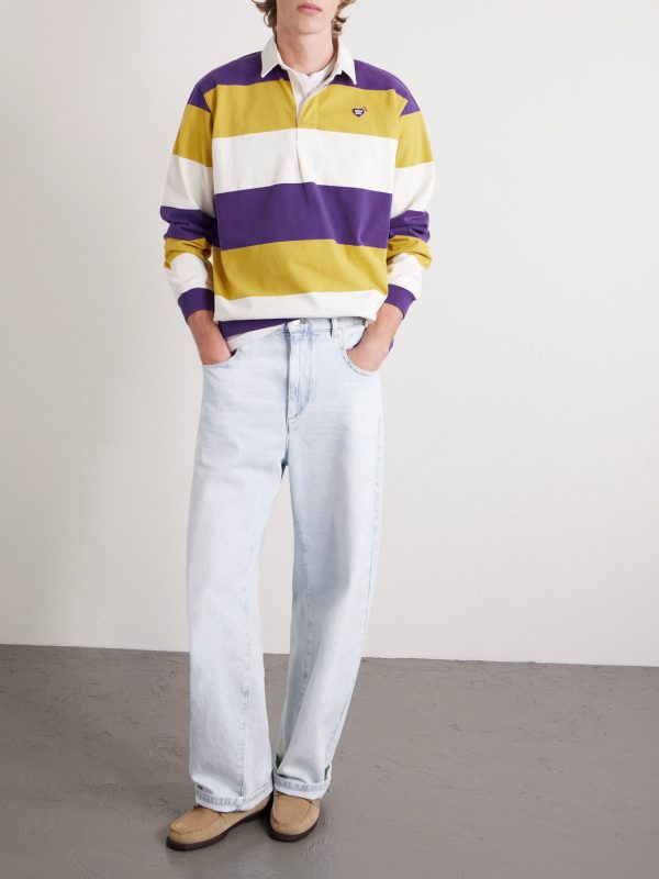 Logo-Appliquéd Striped Cotton-Jersey Polo Shirt - OU Logo-Appliquéd Striped Cotton-Jersey Polo Shirt - OU