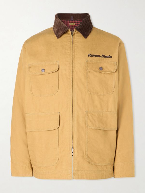 Hunting Corduroy-Trimmed Padded Cotton-Canvas Jacket Hunting Corduroy-Trimmed Padded Cotton-Canvas Jacket