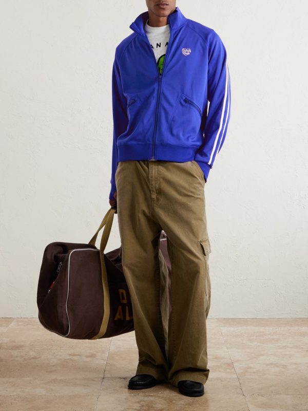 Logo-Embroidered Striped Tech-Jersey Track Jacket - OU Logo-Embroidered Striped Tech-Jersey Track Jacket - OU