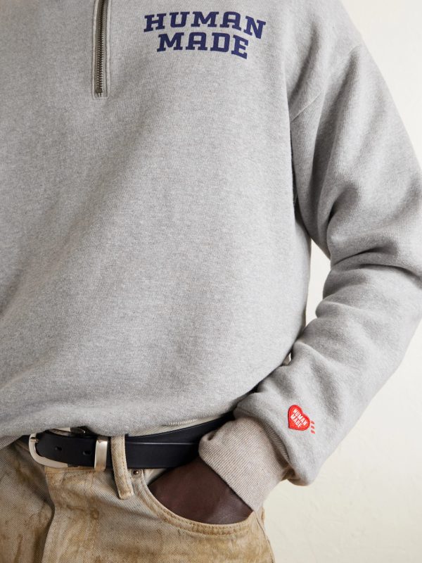 Logo-Print Cotton-Jersey Half-Zip Sweatshirt - CU Logo-Print Cotton-Jersey Half-Zip Sweatshirt - CU