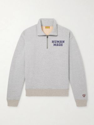 Logo-Print Cotton-Jersey Half-Zip Sweatshirt Logo-Print Cotton-Jersey Half-Zip Sweatshirt