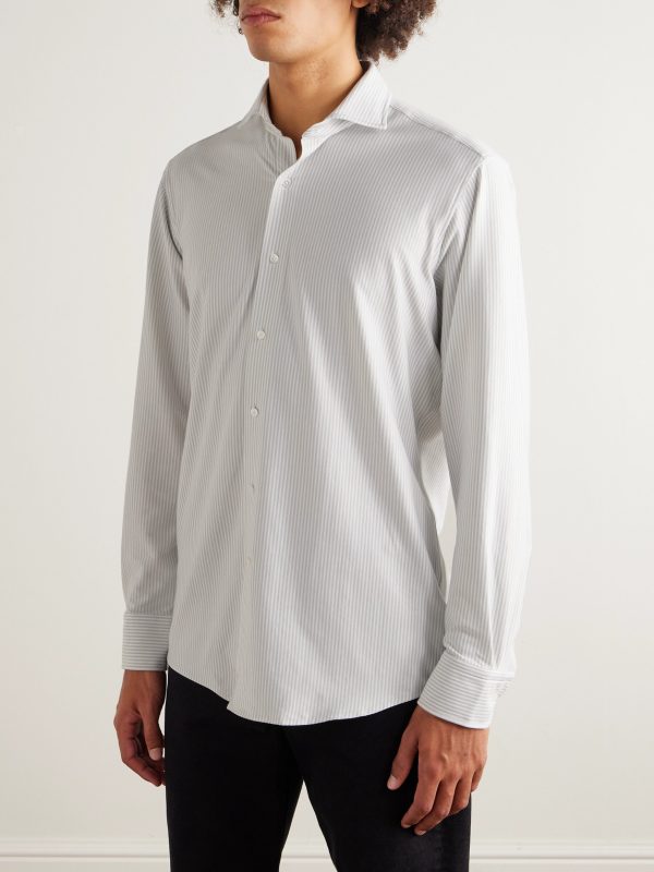 Excursionist Flex Slim-Fit Striped Cotton-Blend Shirt - FR