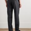 Tapered Pleated Virgin Wool-Flannel Drawstring Trousers - BK