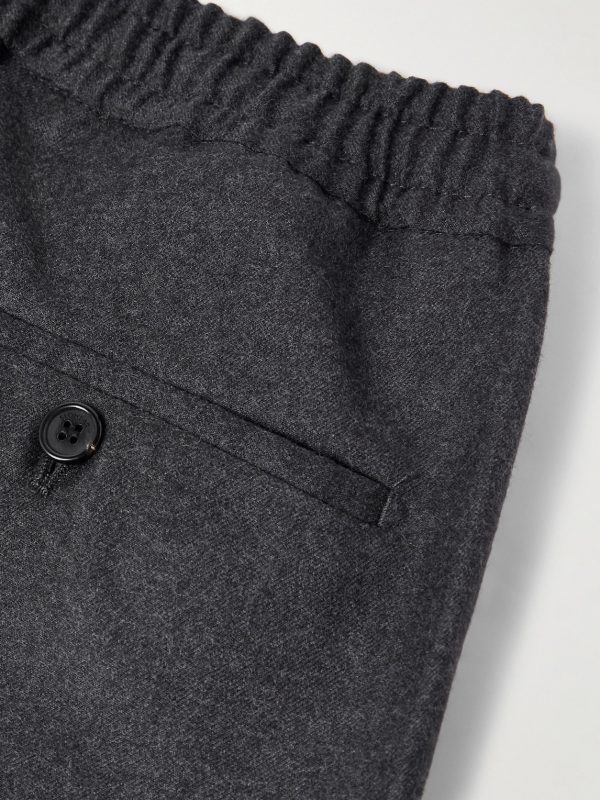 Tapered Pleated Virgin Wool-Flannel Drawstring Trousers - CU