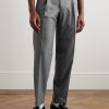 Straight-Leg Pleated Wool-Blend Flannel Suit Trousers - FR Straight-Leg Pleated Wool-Blend Flannel Suit Trousers - FR