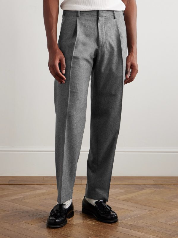 Straight-Leg Pleated Wool-Blend Flannel Suit Trousers - FR Straight-Leg Pleated Wool-Blend Flannel Suit Trousers - FR