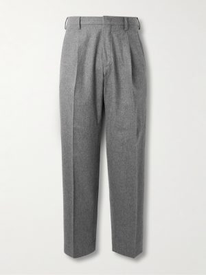 Straight-Leg Pleated Wool-Blend Flannel Suit Trousers