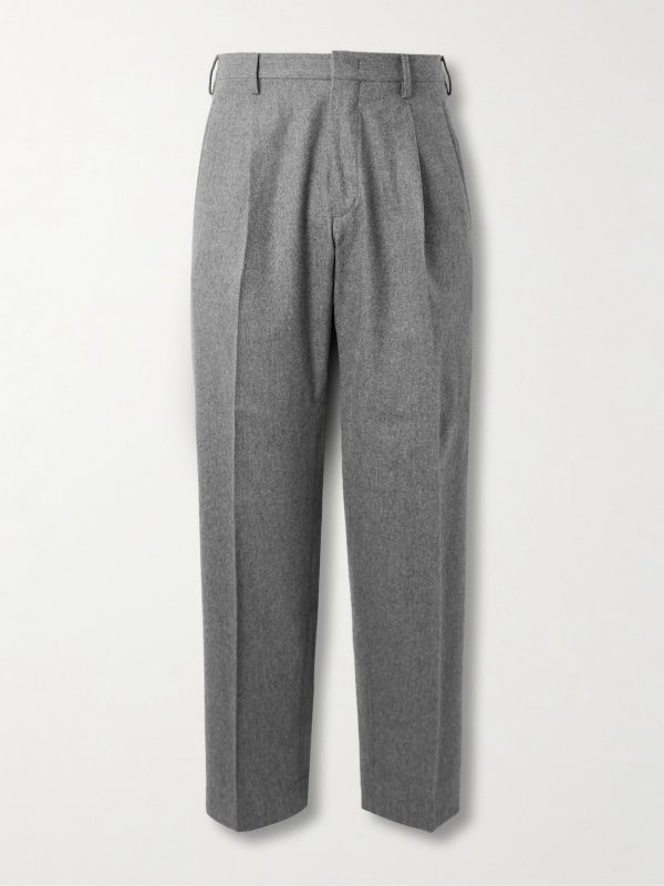 Straight-Leg Pleated Wool-Blend Flannel Suit Trousers Straight-Leg Pleated Wool-Blend Flannel Suit Trousers