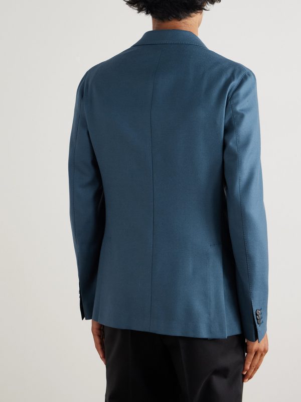 Slim-Fit Wool-Blend Flannel Blazer - BK Slim-Fit Wool-Blend Flannel Blazer - BK