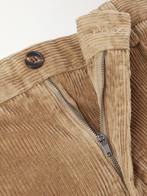 Straight-Leg Cotton-Blend Corduroy Trousers - E1