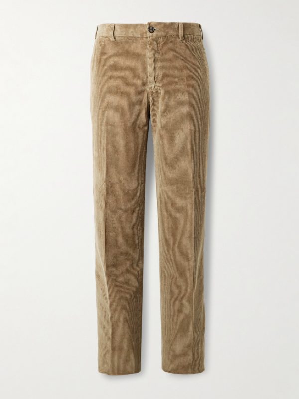 Straight-Leg Cotton-Blend Corduroy Trousers