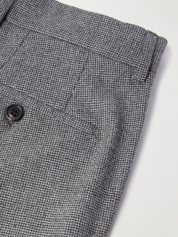 Slim-Fit Tapered Virgin Wool-Blend Houndstooth Trousers - CU