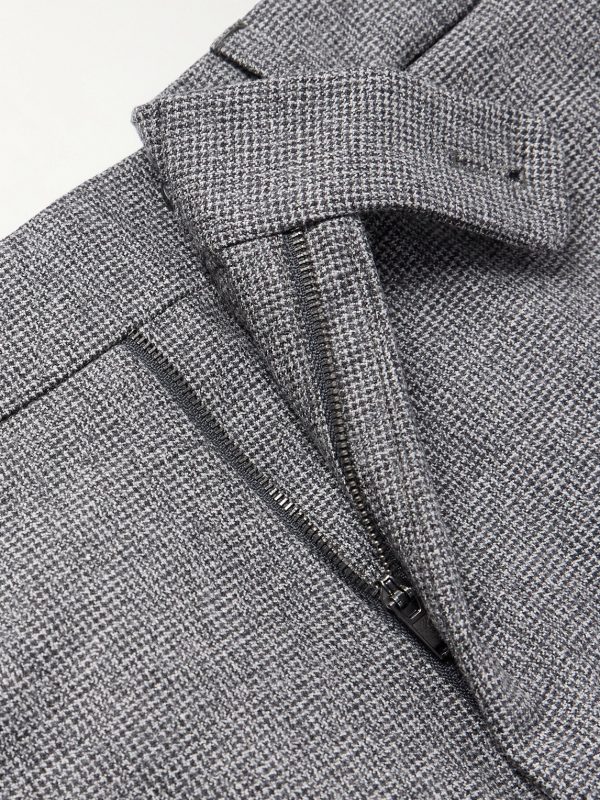 Slim-Fit Tapered Virgin Wool-Blend Houndstooth Trousers - E1