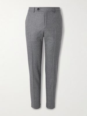 Slim-Fit Tapered Virgin Wool-Blend Houndstooth Trousers Slim-Fit Tapered Virgin Wool-Blend Houndstooth Trousers