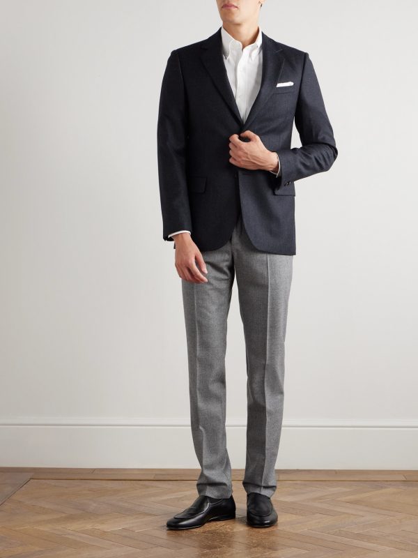 Slim-Fit Tapered Virgin Wool-Blend Houndstooth Trousers - OU