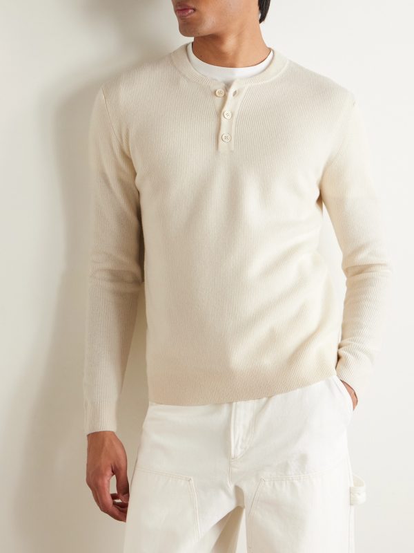 Zanone Slim-Fit Ribbed Virgin Wool Henley T-Shirt - FR Zanone Slim-Fit Ribbed Virgin Wool Henley T-Shirt - FR