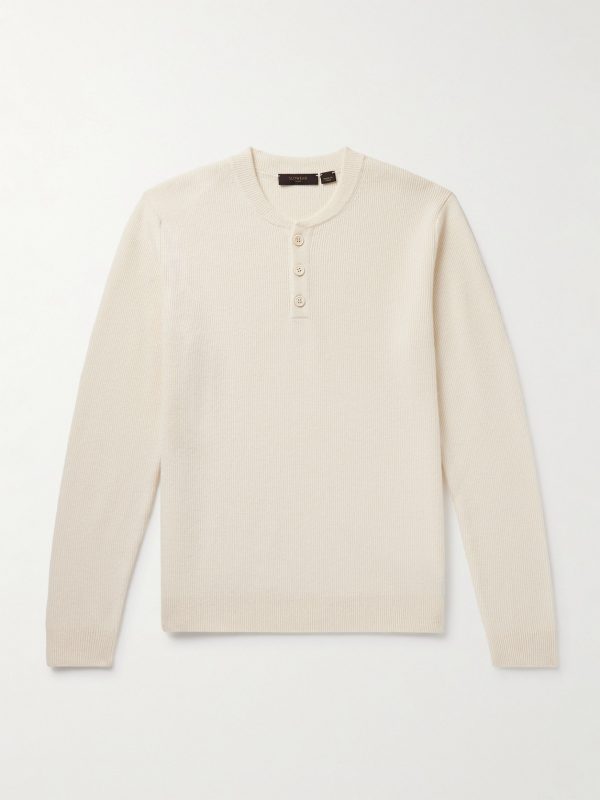 Zanone Slim-Fit Ribbed Virgin Wool Henley T-Shirt Zanone Slim-Fit Ribbed Virgin Wool Henley T-Shirt
