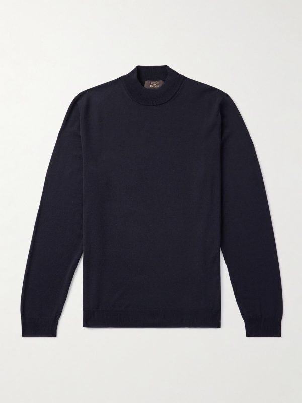 Virgin Wool-Blend Mock-Neck Sweater