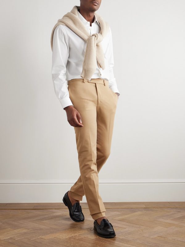 Slim-Fit Cotton-Blend Gabardine Trousers - OU Slim-Fit Cotton-Blend Gabardine Trousers - OU