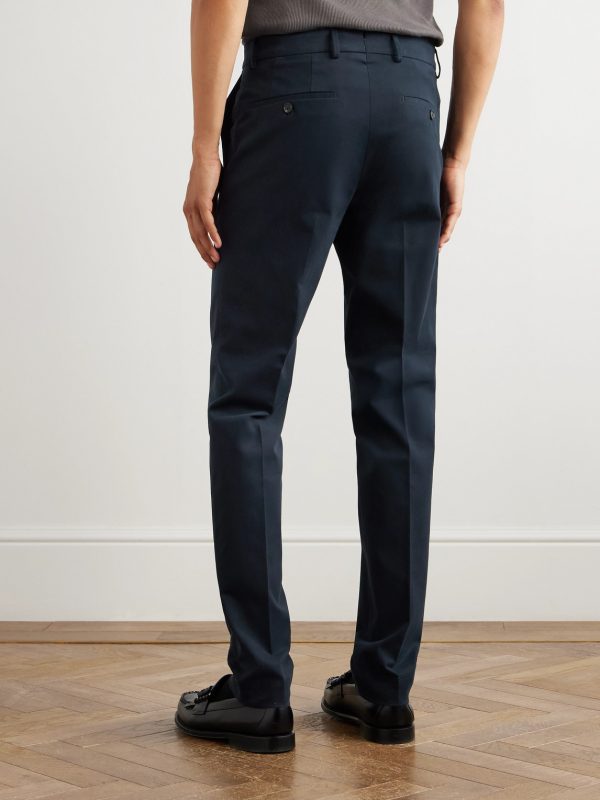 Slim-Fit Cotton-Blend Gabardine Trousers - BK Slim-Fit Cotton-Blend Gabardine Trousers - BK