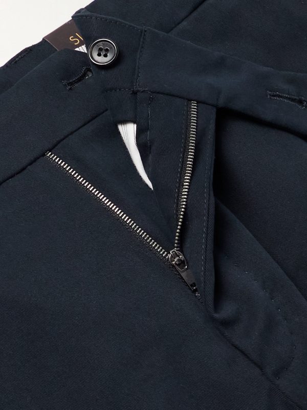 Slim-Fit Cotton-Blend Gabardine Trousers - E1 Slim-Fit Cotton-Blend Gabardine Trousers - E1