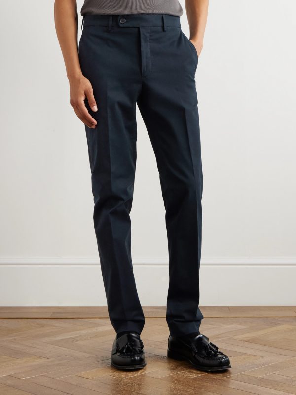 Slim-Fit Cotton-Blend Gabardine Trousers - FR Slim-Fit Cotton-Blend Gabardine Trousers - FR