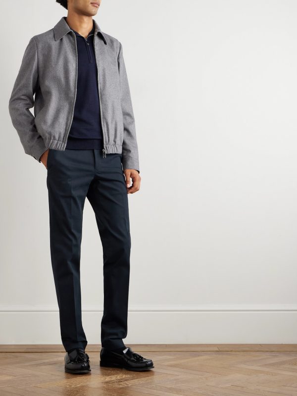 Slim-Fit Cotton-Blend Gabardine Trousers - OU Slim-Fit Cotton-Blend Gabardine Trousers - OU