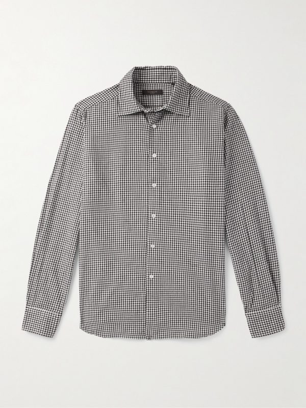 Slim-Fit Gingham Cotton-Flannel Shirt Slim-Fit Gingham Cotton-Flannel Shirt