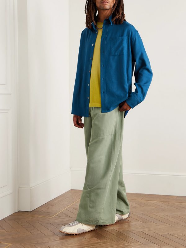 Wool and Cashmere-Blend Twill Shirt - OU Wool and Cashmere-Blend Twill Shirt - OU