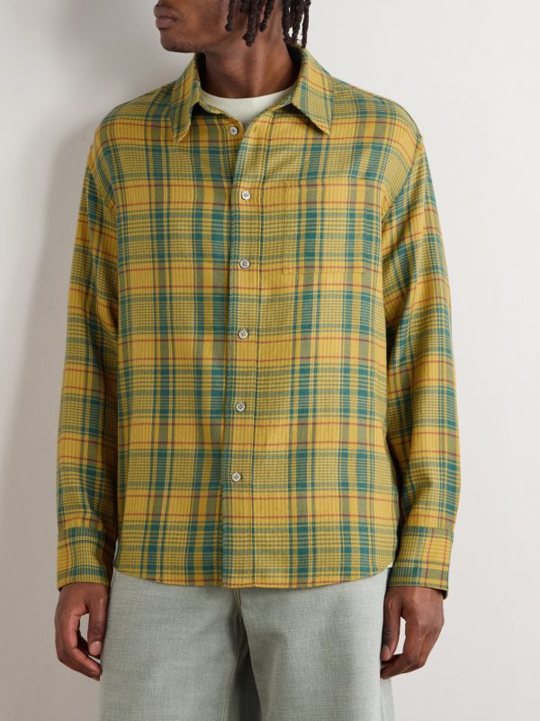 Pashmina Checked Wool and Cashmere-Blend Shirt - FR Pashmina Checked Wool and Cashmere-Blend Shirt - FR
