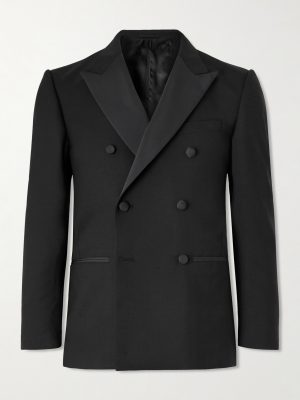Double-Breasted Slim-Fit Satin-Trimmed Virgin Wool-Twill Tuxedo Jacket