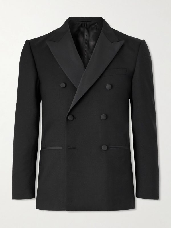 Double-Breasted Slim-Fit Satin-Trimmed Virgin Wool-Twill Tuxedo Jacket Double-Breasted Slim-Fit Satin-Trimmed Virgin Wool-Twill Tuxedo Jacket
