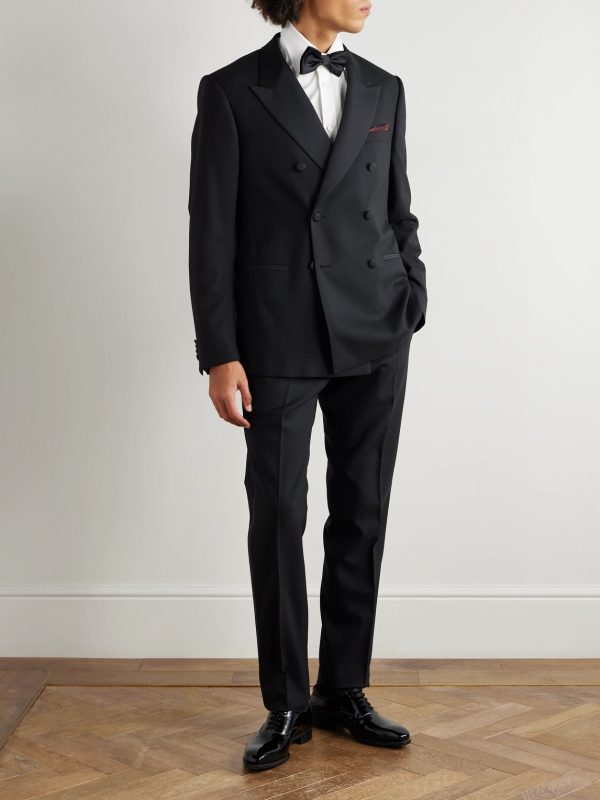 Double-Breasted Slim-Fit Satin-Trimmed Virgin Wool-Twill Tuxedo Jacket - OU Double-Breasted Slim-Fit Satin-Trimmed Virgin Wool-Twill Tuxedo Jacket - OU