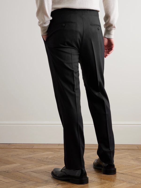 Slim-Fit Twill-Trimmed Wool Tuxedo Trousers - BK Slim-Fit Twill-Trimmed Wool Tuxedo Trousers - BK