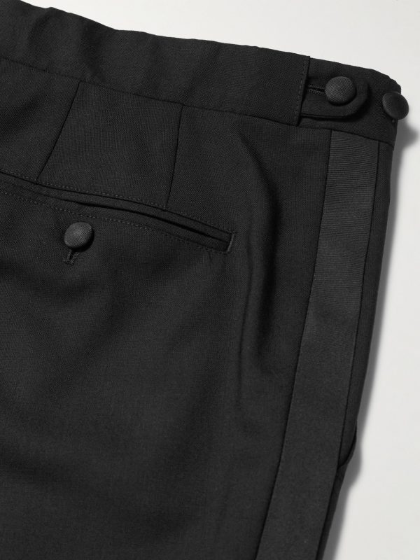 Slim-Fit Twill-Trimmed Wool Tuxedo Trousers - CU Slim-Fit Twill-Trimmed Wool Tuxedo Trousers - CU