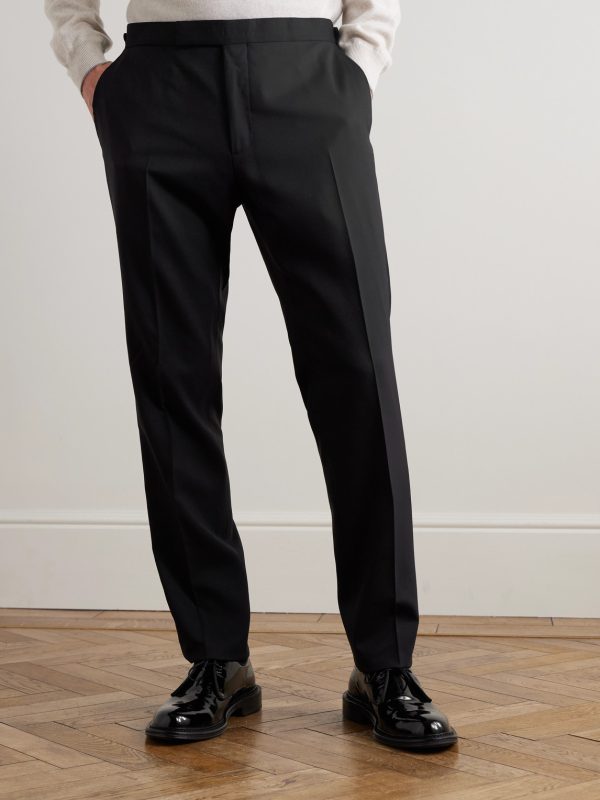 Slim-Fit Twill-Trimmed Wool Tuxedo Trousers - FR Slim-Fit Twill-Trimmed Wool Tuxedo Trousers - FR