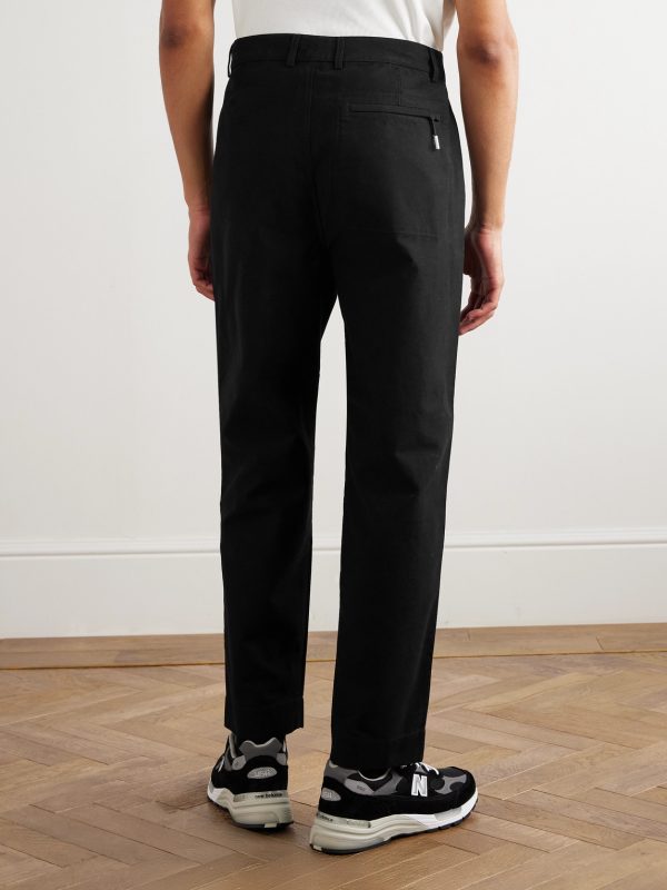 Signal Straight-Leg Pleated Cotton Trousers - BK