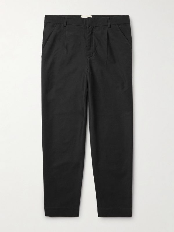Signal Straight-Leg Pleated Cotton Trousers